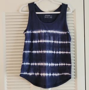 Eddie Bauer Navy Blue Tie-Dye Tank Size Med
